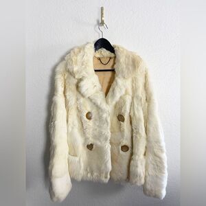 Vintage lux Fur Coat in cream. Medium